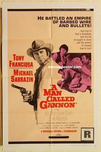 k654 MAN CALLED GANNON one-sheet movie poster '69 Tony Franciosa, western!