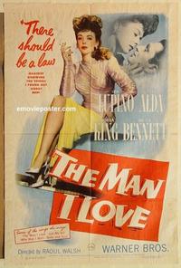 k655 MAN I LOVE one-sheet movie poster '47 Ida Lupino, Robert Alda