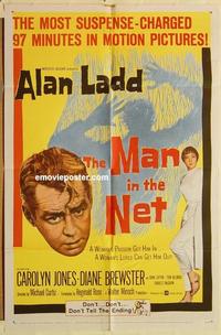 k656 MAN IN THE NET one-sheet movie poster '59 Alan Ladd, Jones