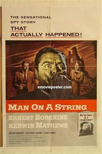 k657 MAN ON A STRING one-sheet movie poster '60 Ernest Borgnine, Mathews