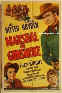 k663 MARSHAL OF GUNSMOKE one-sheet movie poster '44 Tex Ritter, Hayden