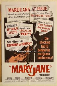 k666 MARYJANE one-sheet movie poster '68 marijuana, drugs, Fabian