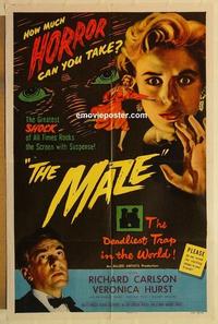 k672 MAZE one-sheet movie poster '53 horror, Richard Carlson