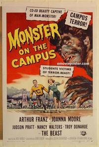 k688 MONSTER ON THE CAMPUS one-sheet movie poster '58 Jack Arnold, horror!