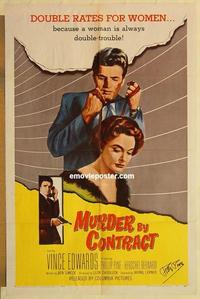 k694 MURDER BY CONTRACT signed one-sheet movie poster '59 Vince Edwards