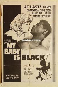 k700 MY BABY IS BLACK one-sheet movie poster '61 exploitation!