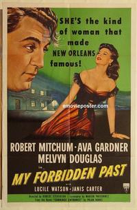 k701 MY FORBIDDEN PAST one-sheet movie poster '51 Robert Mitchum, Gardner