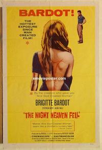 k716 NIGHT HEAVEN FELL one-sheet movie poster '58 Brigitte Bardot