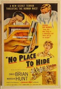 k723 NO PLACE TO HIDE one-sheet movie poster '56 germ warfare!