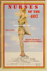 k727 NURSES OF THE 407 video one-sheet movie poster '83 military sex!