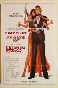 k730 OCTOPUSSY Spanish/US advance one-sheet movie poster '83 Moore as Bond!