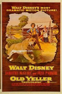 k736 OLD YELLER one-sheet movie poster '57 Disney, McGuire, Parker