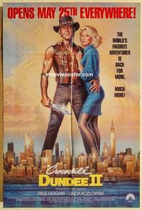 n219 CROCODILE DUNDEE 2 int'l advance one-sheet movie poster '88 Paul Hogan