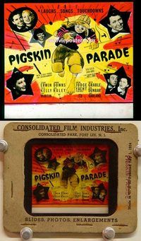 c215 PIGSKIN PARADE glass slide'36 cool football image!