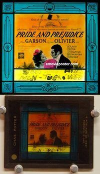 c231 PRIDE & PREJUDICE glass slide '40 Olivier, Garson