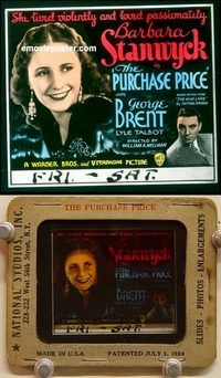 c247 PURCHASE PRICE glass slide '32 Barbara Stanwyck