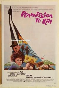 c665 PERMISSION TO KILL one-sheet movie poster '75 Dirk Bogarde, Gardner