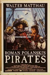 c671 PIRATES one-sheet movie poster '86 Roman Polanski, Walter Matthau