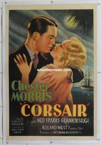 d329 CORSAIR linen one-sheet movie poster R30s romantic Thelma Todd artwork!