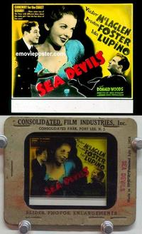 f116 SEA DEVILS glass slide '37 sexy Ida Lupino!