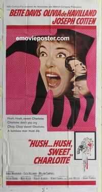 b327 HUSH HUSH SWEET CHARLOTTE three-sheet movie poster '65 Bette Davis
