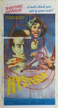 b328 HYSTERIA three-sheet movie poster '65 Robert Webber, Hammer horror!