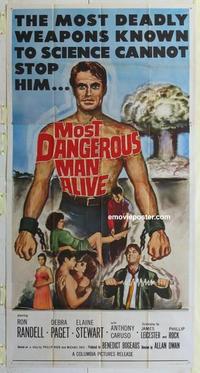 b334 MOST DANGEROUS MAN ALIVE three-sheet movie poster '61 atomic testing!