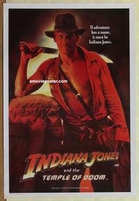 b105 INDIANA JONES & THE TEMPLE OF DOOM teaser Aust one-sheet movie poster '84