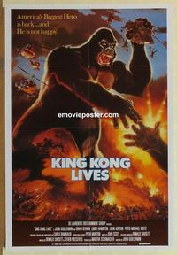 b106 KING KONG LIVES Aust one-sheet movie poster '86 huge ape and army!