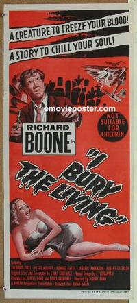 b252 I BURY THE LIVING Aust daybill movie poster '58 Albert Band