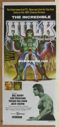 b253 INCREDIBLE HULK Aust daybill movie poster '77 Bixby, Ferrigno