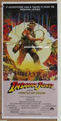 b255 INDIANA JONES & THE TEMPLE OF DOOM Vaughan art style Aust daybill movie poster '84