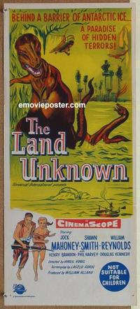 b259 LAND UNKNOWN Aust daybill movie poster '57 Mahoney, dinosaurs!