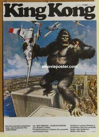 b110 KING KONG German movie poster '76 BIG Ape, great art!
