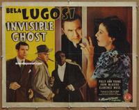 b408 INVISIBLE GHOST half-sheet movie poster '41 Bela Lugosi, horror!