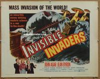 b409 INVISIBLE INVADERS half-sheet movie poster '59 John Agar, Jean Byron
