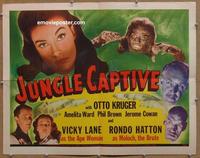 b411 JUNGLE CAPTIVE half-sheet movie poster '45 Vicky Lane, Rondo Hatton