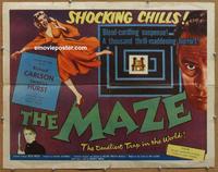 b415 MAZE 2D style half-sheet movie poster '53 horror, Richard Carlson