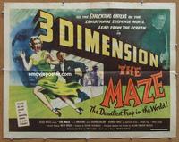 b414 MAZE 3D style half-sheet movie poster '53 horror, Richard Carlson