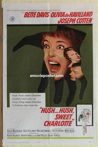 b778 HUSH HUSH SWEET CHARLOTTE one-sheet movie poster '65 Bette Davis