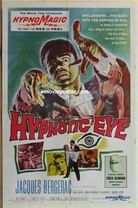 b779 HYPNOTIC EYE one-sheet movie poster '60 Jacques Bergerac, hypnosis!