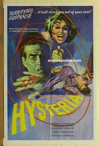 b780 HYSTERIA  1sh movie poster '65 Robert Webber, Hammer horror!
