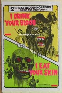 h773 I DRINK YOUR BLOOD/I EAT YOUR SKIN one-sheet movie poster '71 horror!