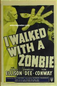 b784 I WALKED WITH A ZOMBIE one-sheet movie poster R52 Val Lewton, Tourneur