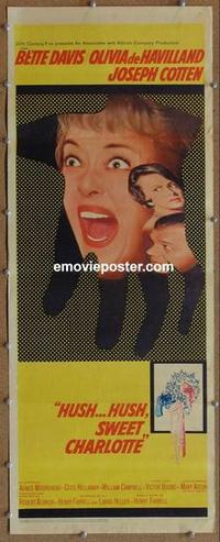 b448 HUSH HUSH SWEET CHARLOTTE insert movie poster '65 Bette Davis
