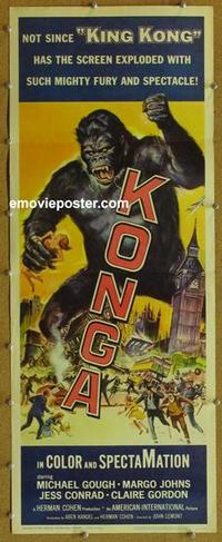 b452 KONGA insert movie poster '61 great Reynold Brown ape artwork!