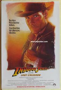 h779 INDIANA JONES & THE LAST CRUSADE advance one-sheet movie poster '89 Ford