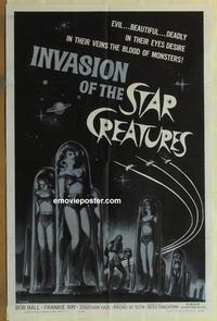 b802 INVASION OF THE STAR CREATURES one-sheet movie poster '62 AIP sci-fi!