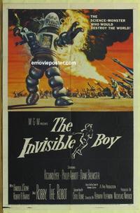 b803 INVISIBLE BOY one-sheet movie poster '57 Robby the Robot, sci-fi!