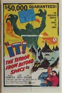 b812 IT THE TERROR FROM BEYOND SPACE one-sheet movie poster '58 sci-fi!